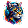 Cat portrait with headphones