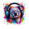 Kaleidoscope koala with headphones