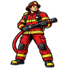 Firefighter in action dynamic red outfit