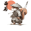 Samurai Squirrel under Red Sun