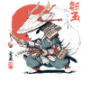 Samurai-Eichhörnchen, japanischer Krieger, Ukiyo-e-Stil Su
