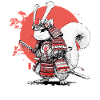Eichhörnchen-Samurai im Roten Kreis