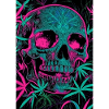 Neon Skull with Cannabis Leaf Pattern