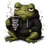 Kaffeefrosch im Hoodie