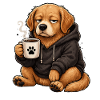 Coffee dog in hoodie