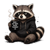 Raccoon Hoodie Coffee Theme