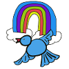 Nuages arc-en-ciel : Oiseau dans le ciel