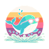 Whale Surf Retro Rainbow