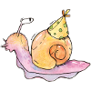 Aquarelle d’escargot d’anniversaire mignonne