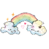 Porte-bonheur, doux nuages avec arc-en-ciel