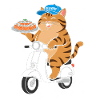 Cat Sushi Delivery on Scooter