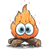 Campfire flame with googly eyes