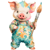 Farbenfrohes Schwein mit Pinsel