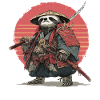 Trägheit Samurai in roter Sonnenuntergangsrüstung