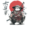 Faultier-Samurai unter roter Sonne