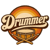 Drummer Retro Logo with Drum