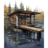 Lakeside Cabin at Dusk