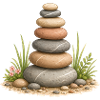 Zen Stone Tower Balance Garden Rest Motif