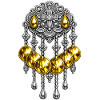 Goldene Sølje-Brosche mit Silberschmuck