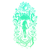 Girl Silhouette in Leaf Frame