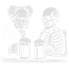 Arthur Schopenhauer drinking beer with skeleton