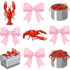 Crayfish and Pink Bows Coquette Style