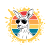 Kangaroo silhouette retro sun