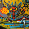 Bunte Graffiti-Landschaft Gjemnes