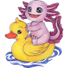 Cute Axolotl with Rubber Duck Funny