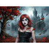 Redhead gothic woman in autumn magic