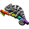 Regenbogen Chamäleon auf Ast