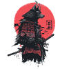 Samurai-Wolf in roter Sonnenrüstung