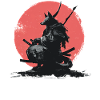 Wolf Samurai on Red Sun