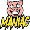 Maniac Crazy Pig Funny Mascot Design