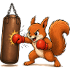 Squirrel on Punching Bag Cartoon Motif