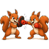 Squirrel Boxing Training Cartoon Motif