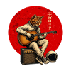Space Rock  Cat Astronaut Playing Guitar