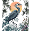 Große Blaureiher Great Wave Küstentierkunst