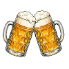 Zwei Bierkrüge stoßen an