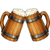 Cheers! Two beer mugs bump