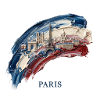 Paris Brushstroke Cityscape Flag