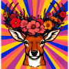 Hirsch mit Blumen