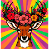 Hirsch mit Blumen