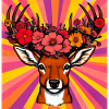Hirsch mit Blumen