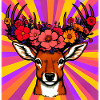 Hirsch mit Blumen