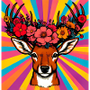 Hirsch mit Blumen