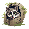 Playful raccoon in tree hollow