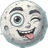 Waving Moon Face Cartoon