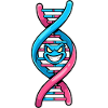 Neon-DNA mit grimmigem Gesicht