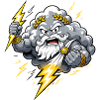 Donnergott Blitz Wolke Gewitter Comic Motiv